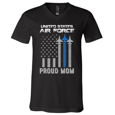 Proud Air Force Mother Heart US Air Force Military V-Neck T-Shirt