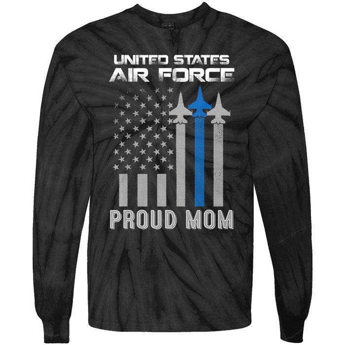 Proud Air Force Mother Heart US Air Force Military Tie-Dye Long Sleeve Shirt