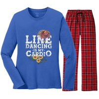 Patriotic America Funny Cow Gift Sunflower Line Dance Gift Women's Long Sleeve Flannel Pajama Set 