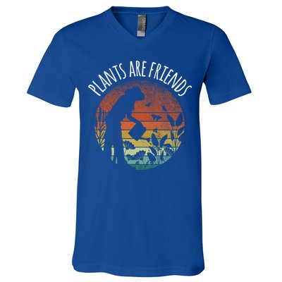 Plants Are Friends Gardening Hobby Flower Gardener Cute Gift V-Neck T-Shirt