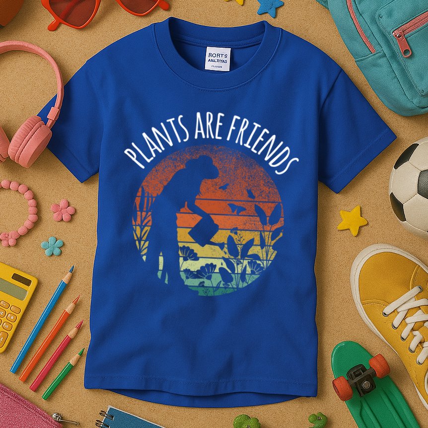 Plants Are Friends Gardening Hobby Flower Gardener Cute Gift Kids T-Shirt