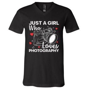 Photography Art For Women Girl Photographer Camera Lovers V-Neck T-Shirt