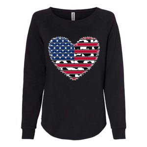 Patriotic American Flag Heart Cow Print 4th Of July Usa Gift Womens California Wash Sweatshirt