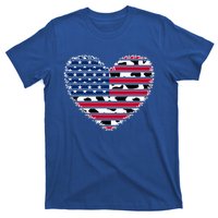 Patriotic American Flag Heart Cow Print 4th Of July Usa Gift T-Shirt