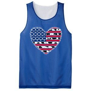 Patriotic American Flag Heart Cow Print 4th Of July Usa Gift Mesh Reversible Basketball Jersey Tank