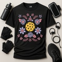 Pickleball And Flowers Vibrant Design Meaningful Gift Cooling Performance Crew T-Shirt