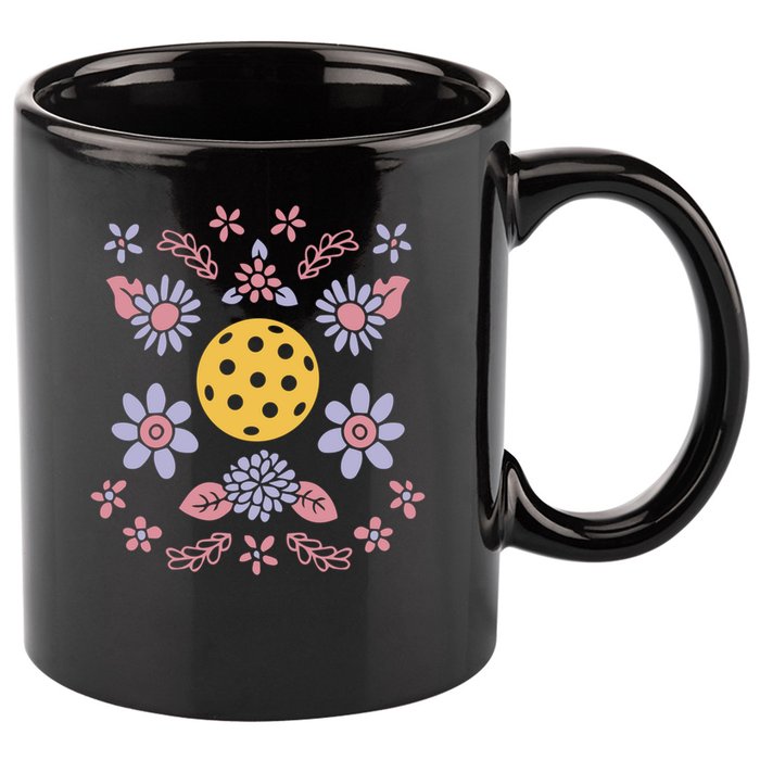 Pickleball And Flowers Vibrant Design Meaningful Gift 11oz C Handle Ceramic Mug