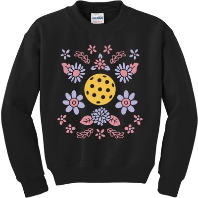 Pickleball And Flowers Vibrant Design Meaningful Gift Kids Sweatshirt