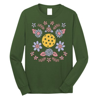 Pickleball And Flowers Vibrant Design Meaningful Gift Long Sleeve Shirt