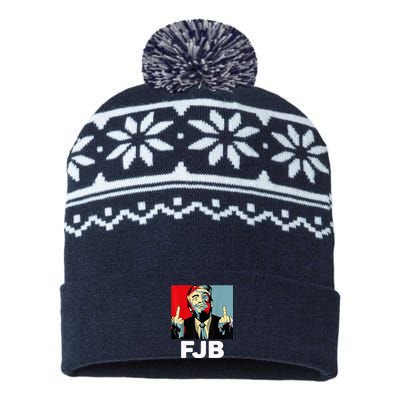 Pro America F Biden FJB , Trump Middle Figure USA-Made Snowflake Beanie