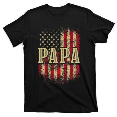 Papa American Flag Patriotic Grandfather Funny Pops Grandpa T-Shirt