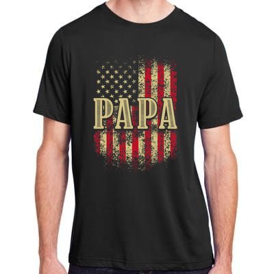 Papa American Flag Patriotic Grandfather Funny Pops Grandpa Adult ChromaSoft Performance T-Shirt