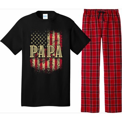 Papa American Flag Patriotic Grandfather Funny Pops Grandpa Pajama Set