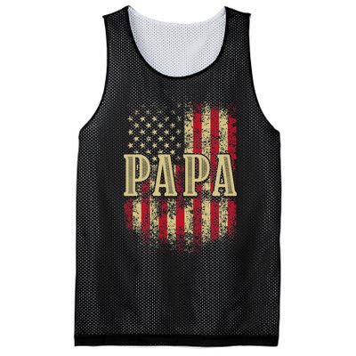 Papa American Flag Patriotic Grandfather Funny Pops Grandpa Mesh Reversible Basketball Jersey Tank