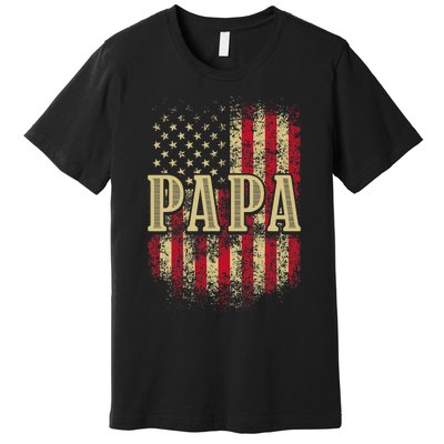 Papa American Flag Patriotic Grandfather Funny Pops Grandpa Premium T-Shirt