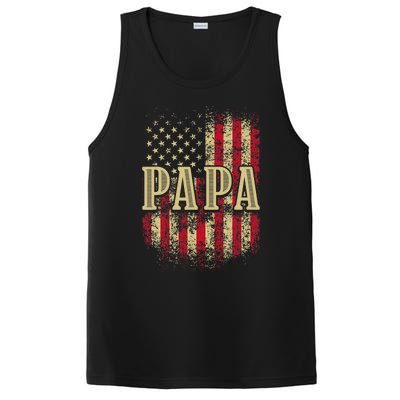 Papa American Flag Patriotic Grandfather Funny Pops Grandpa PosiCharge Competitor Tank