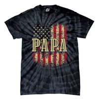 Papa American Flag Patriotic Grandfather Funny Pops Grandpa Tie-Dye T-Shirt