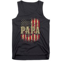 Papa American Flag Patriotic Grandfather Funny Pops Grandpa Tank Top