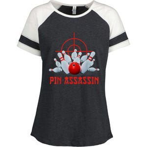 Pin Assassin Funny Bowling Enza Ladies Jersey Colorblock Tee