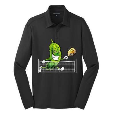 Pickleball Art For Women Pickle Ball Silk Touch Performance Long Sleeve Polo