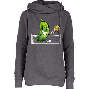 Pickleball Art For Women Pickle Ball Womens Funnel Neck Pullover Hood