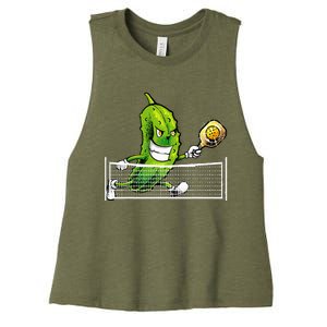 Pickleball Art For Women Pickle Ball Women's Racerback Cropped Tank