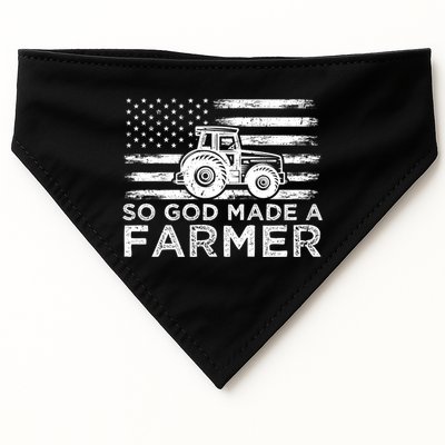 Patriotic American Flag Tractor So God Made A Farmer Gift USA-Made Doggie Bandana