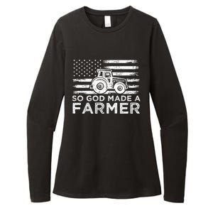 Patriotic American Flag Tractor So God Made A Farmer Gift Womens CVC Long Sleeve Shirt