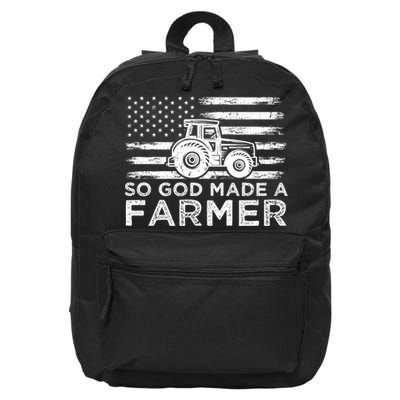 Patriotic American Flag Tractor So God Made A Farmer Gift 16 in Basic Backpack