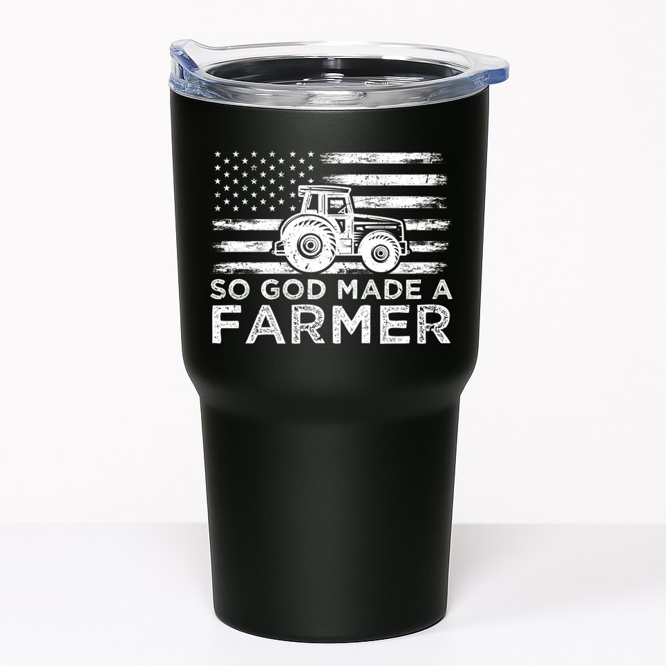 Patriotic American Flag Tractor So God Made A Farmer Gift Tumbler