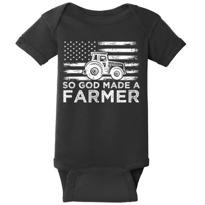 Patriotic American Flag Tractor So God Made A Farmer Gift Baby Bodysuit