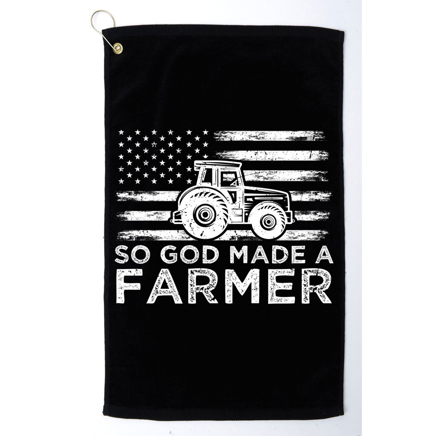 Patriotic American Flag Tractor So God Made A Farmer Gift Golf Towel
