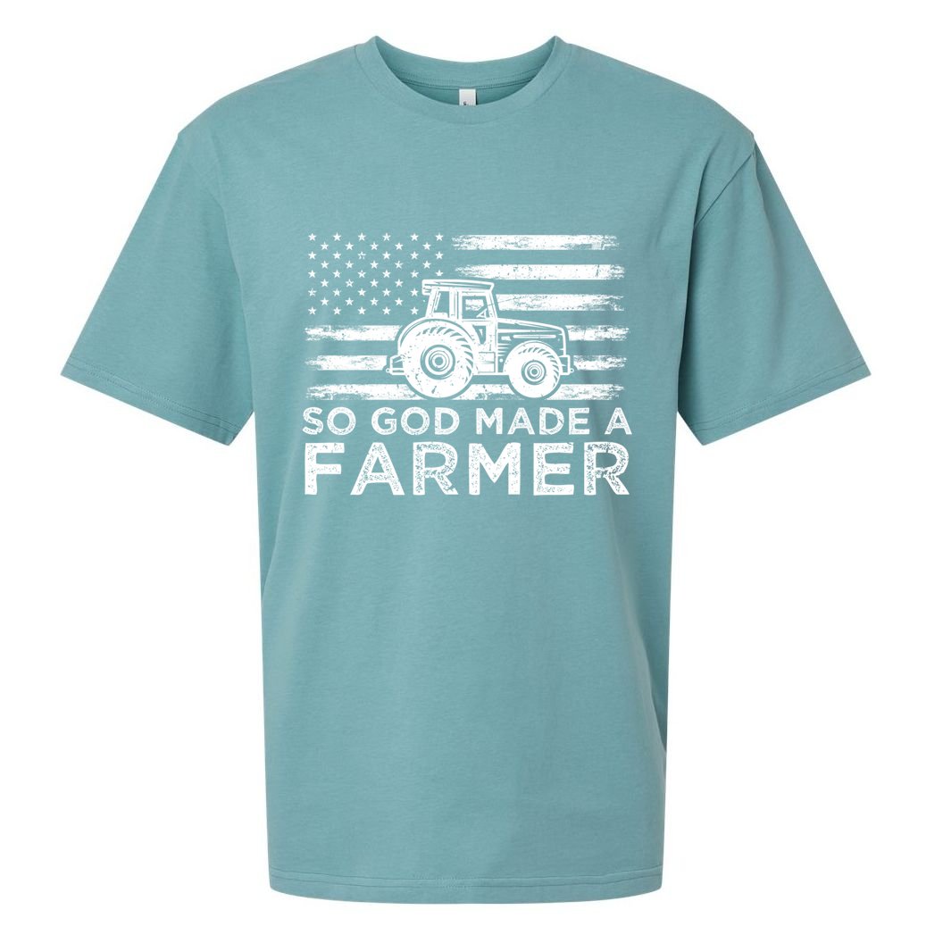 Patriotic American Flag Tractor So God Made A Farmer Gift Sueded Cloud Jersey T-Shirt