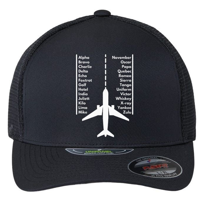 Phonetica Alphabet Funny Pilot & Aviation Airplane Gift Flexfit Unipanel Trucker Cap