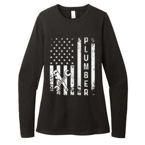 Plumber American Flag Plumbing Womens CVC Long Sleeve Shirt