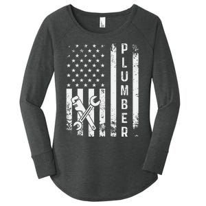 Plumber American Flag Plumbing Women's Perfect Tri Tunic Long Sleeve Shirt