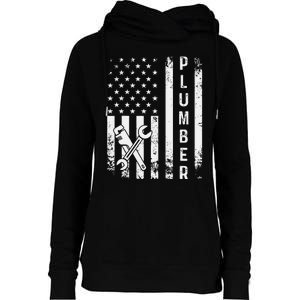 Plumber American Flag Plumbing Womens Funnel Neck Pullover Hood