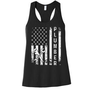 Plumber American Flag Plumbing Women's Racerback Tank