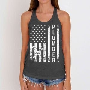 Plumber American Flag Plumbing Women's Knotted Racerback Tank