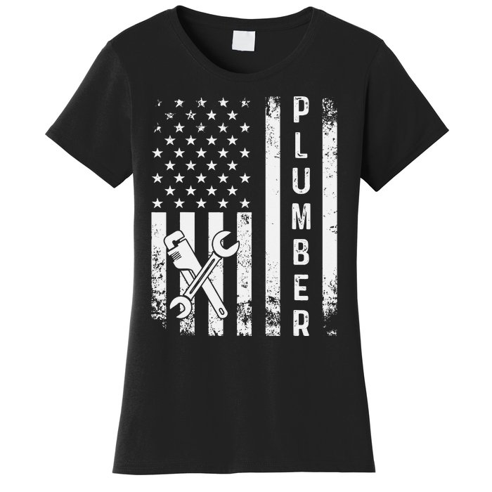 Plumber American Flag Plumbing Women's T-Shirt