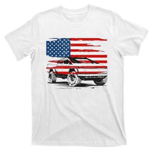 Patriotic American Flag Red White And Blue With Syber Truck T-Shirt