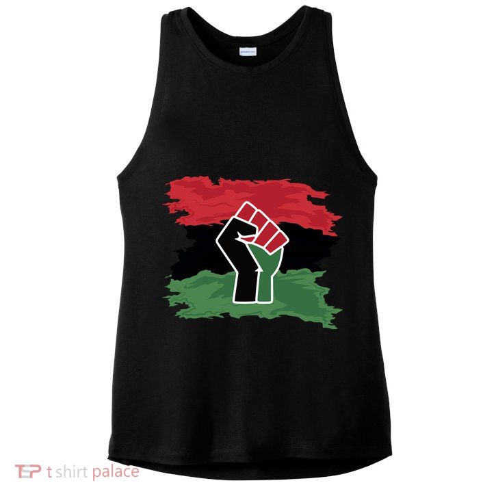 Pan African Flag Black Fist U.N.I.A. Flag Ladies PosiCharge Tri-Blend Wicking Tank