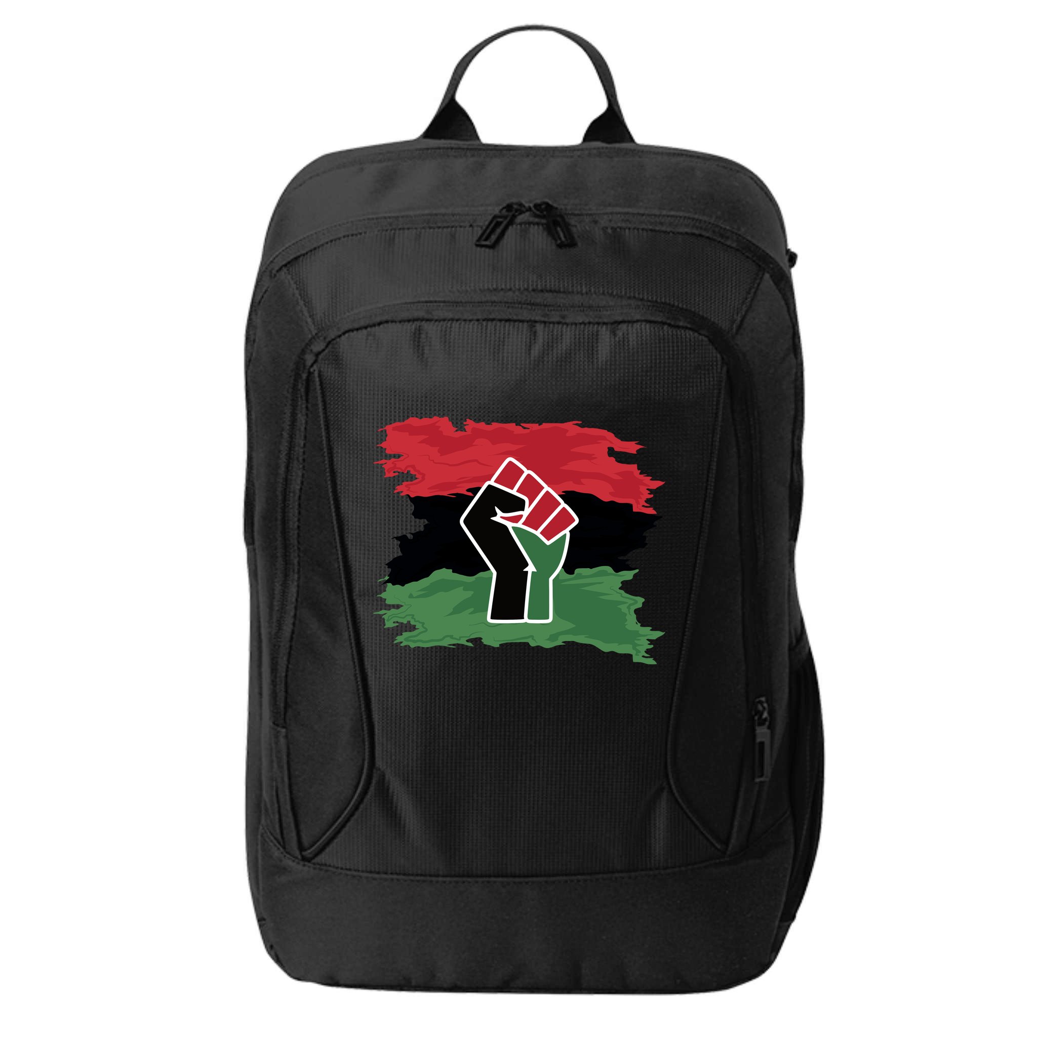 Pan African Flag Black Fist U.N.I.A. Flag City Backpack