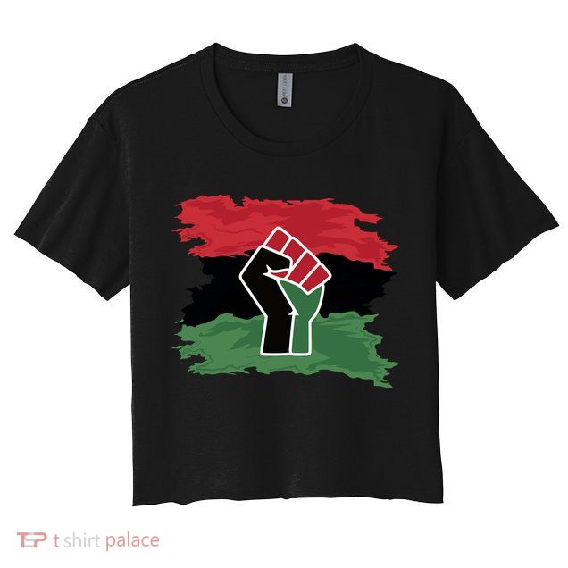 Pan African Flag Black Fist U.N.I.A. Flag Crop Top