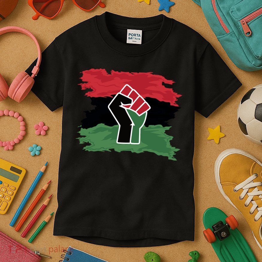 Pan African Flag Black Fist U.N.I.A. Flag Kids T-Shirt