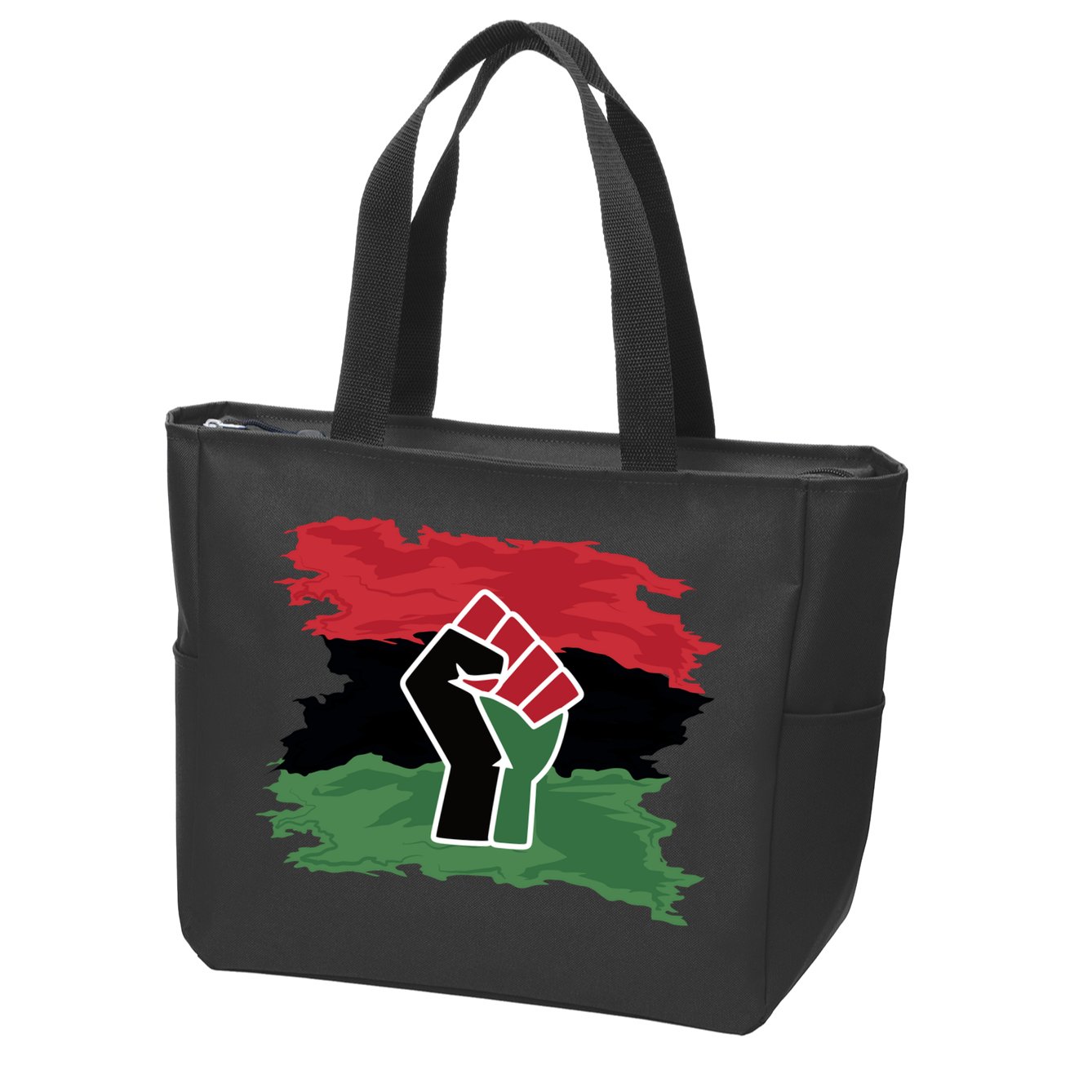 Pan African Flag Black Fist U.N.I.A. Flag Zip Tote Bag