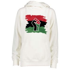 Pan African Flag Black Fist U.N.I.A. Flag Womens Funnel Neck Pullover Hood