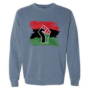 Pan African Flag Black Fist U.N.I.A. Flag Garment-Dyed Sweatshirt