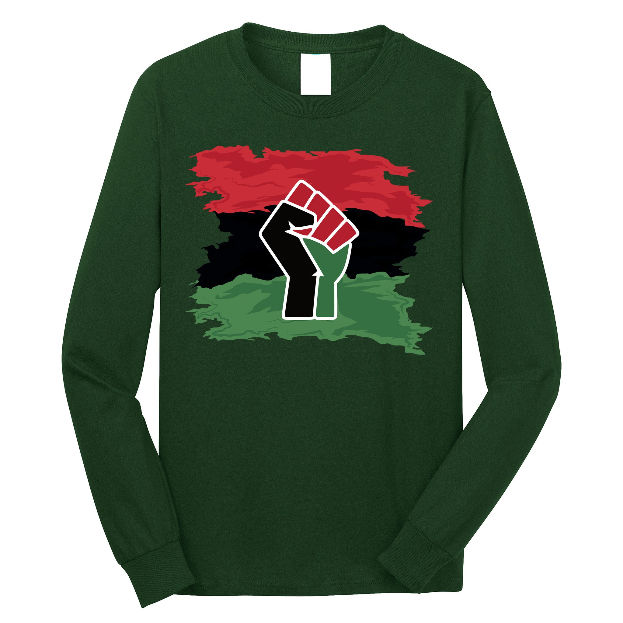 Pan African Flag Black Fist U.N.I.A. Flag Long Sleeve Shirt