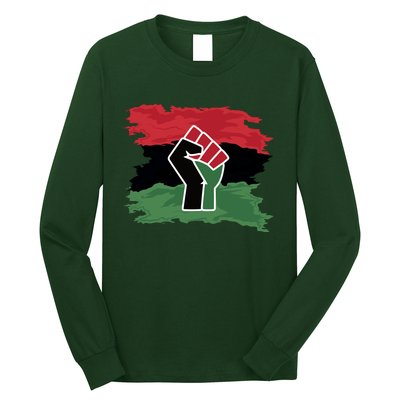 Pan African Flag Black Fist U.N.I.A. Flag Long Sleeve Shirt